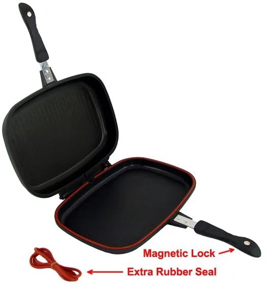 ⁦DOUBLE GRILL PAN DESSINI 36 cm+(حاقن الصلصة لجميع انواع اللحوم)⁩ - الصورة ⁦5⁩