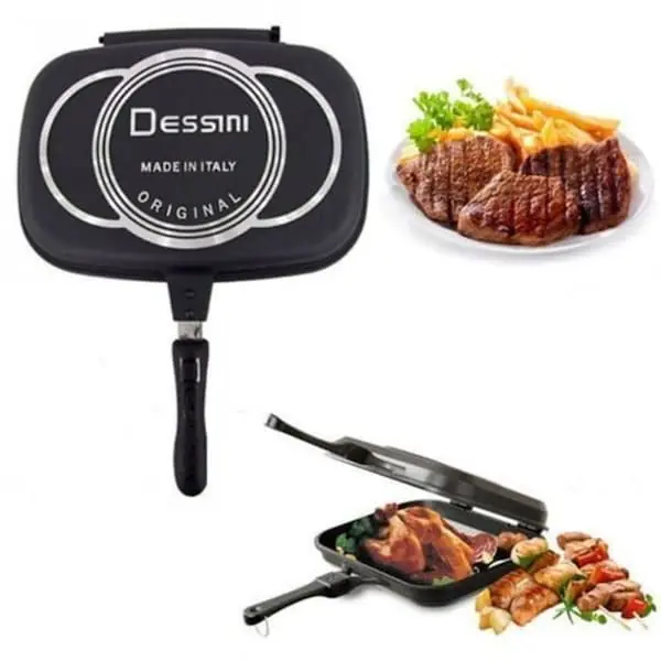 ⁦DOUBLE GRILL PAN DESSINI 36 cm+(حاقن الصلصة لجميع انواع اللحوم)⁩ - الصورة ⁦6⁩