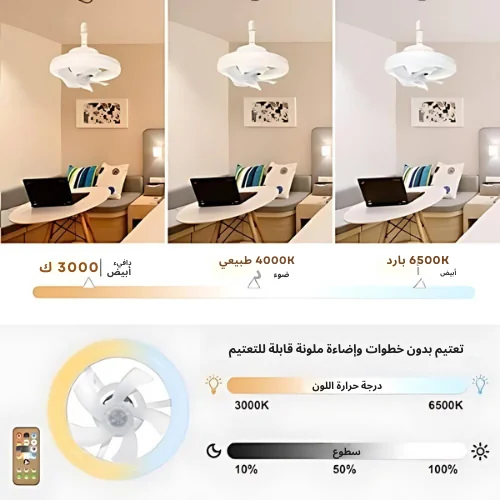 ⁦مروحة سقف مع ضوء LED⁩ - الصورة ⁦5⁩